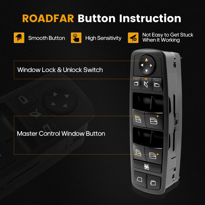 ROADFAR Window Switch Power Window Switch Master Control Switch Front Driver Side Replacement Parts fits for 2007-2009 Mercedes-Benz GL320 R320 2010-2012 GL350 2007-2012 GL450 2008-2012 GL550 2518300390 - Image 3